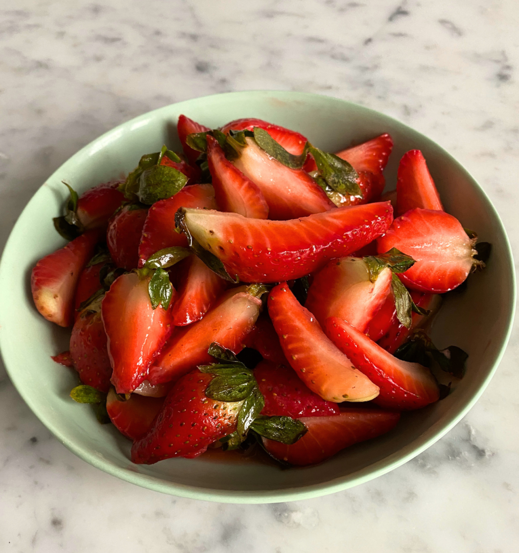 Macerated strawberries in a simple lemon syrup